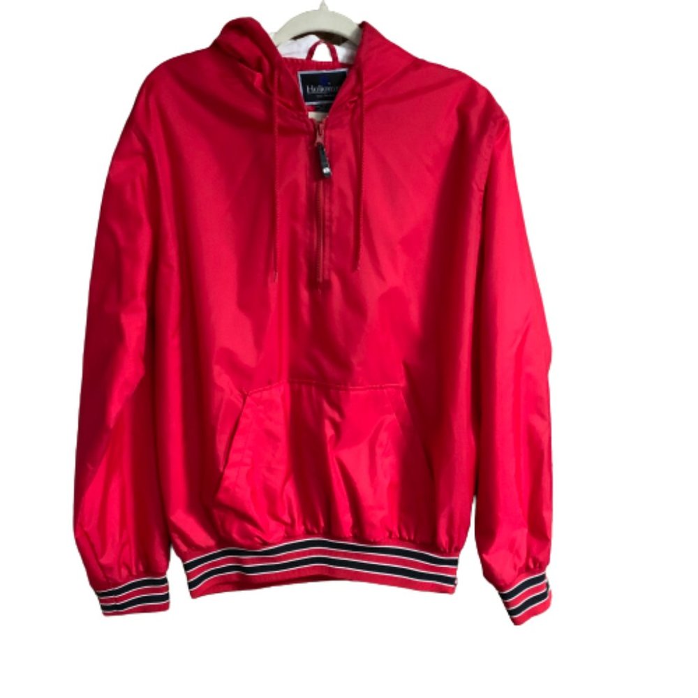 NWT Men's Holloway Red Medium Half Zip Hooded Windbreaker Pullover Jacket